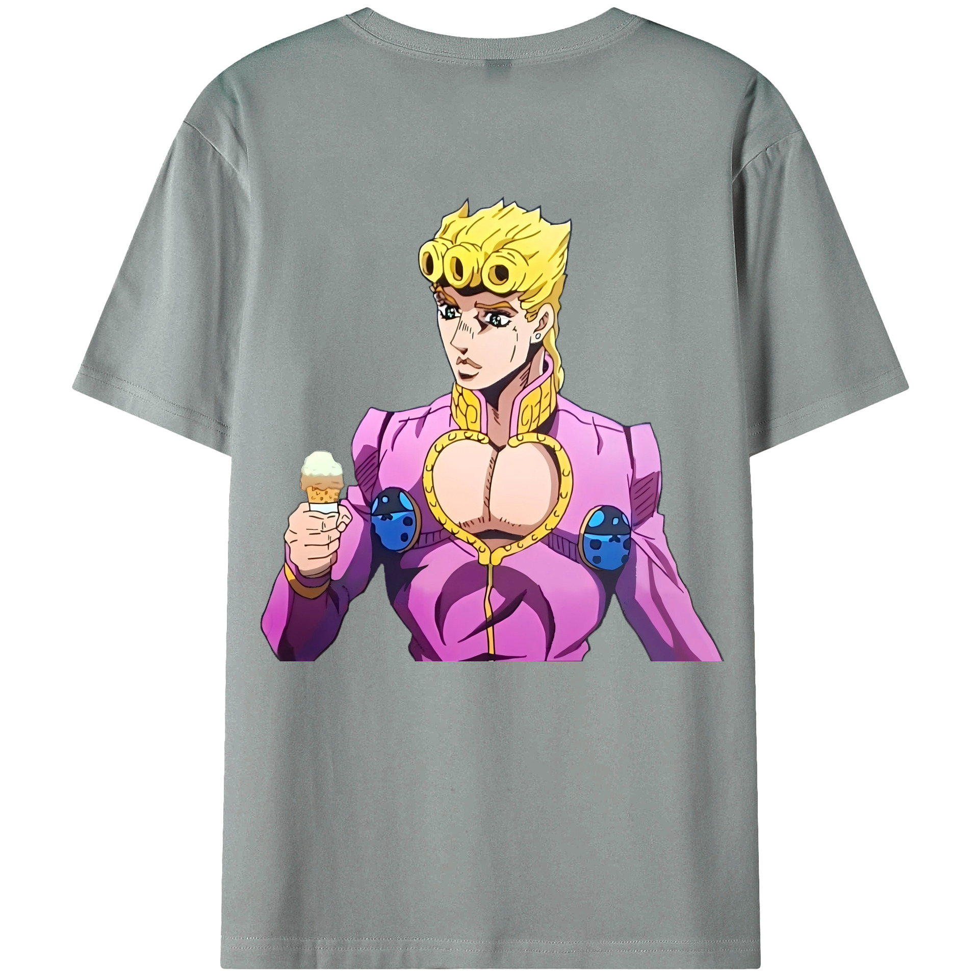 （画像用） ジョジョの奇妙な冒険 ジョルノ?ジョバァーナ JoJo's Bizarre Adventure Giorno Giovanna 綿100％ メンズ半袖Tシャツ（バックプリント） 通気性